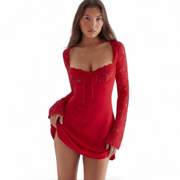 House of CB Dresses & Skirts - House of CB Red Lace Mini Dress